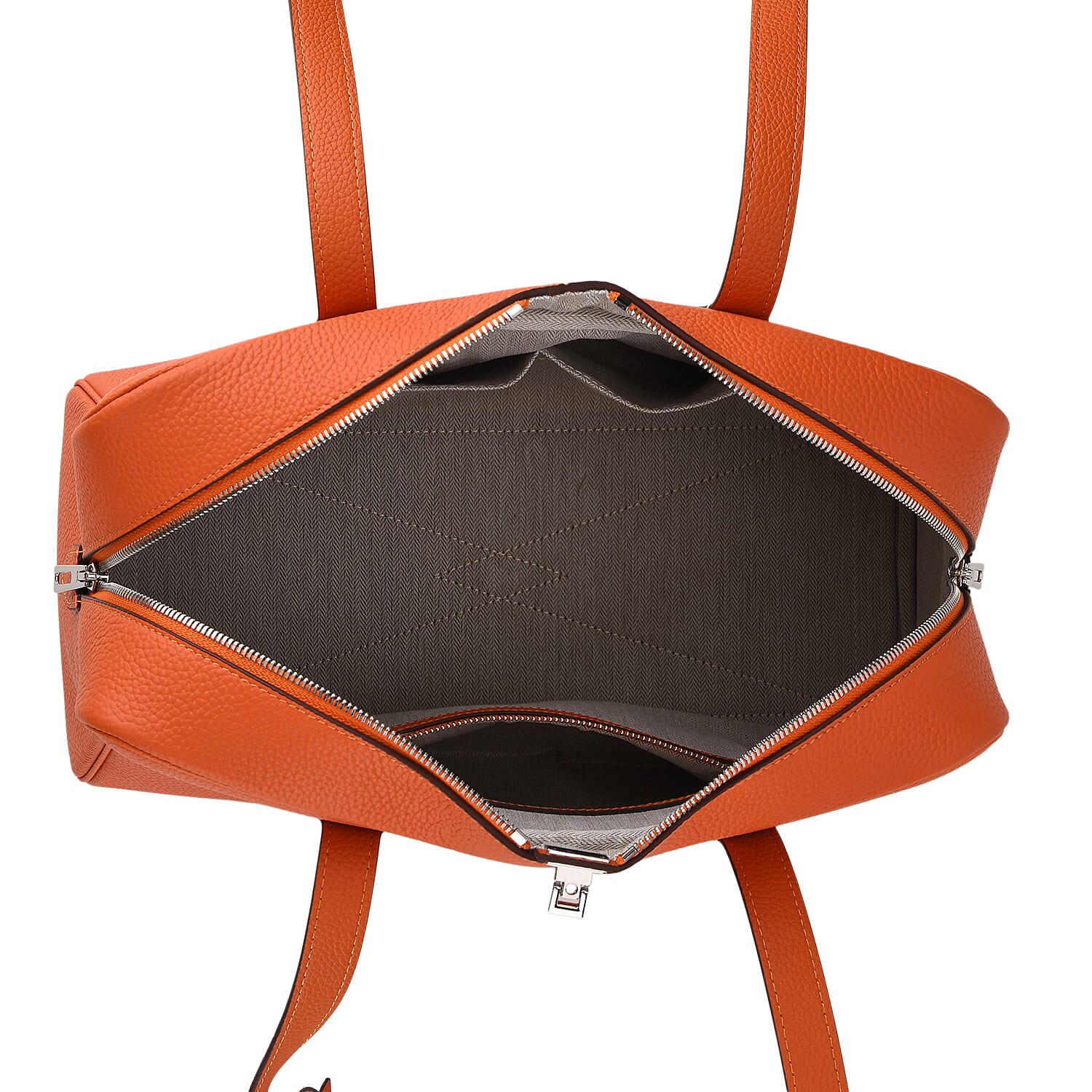 Leather Patterned Tote Bag (Size 35x17x22 cm) - Orange