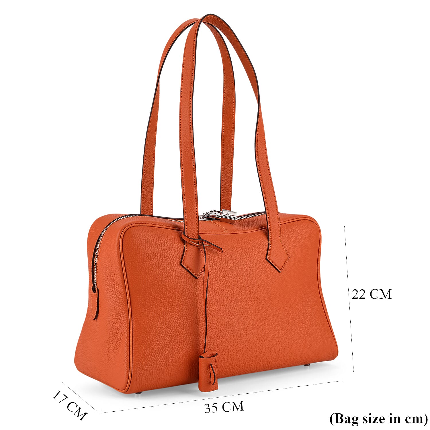 Leather Patterned Tote Bag (Size 35x17x22 cm) - Orange
