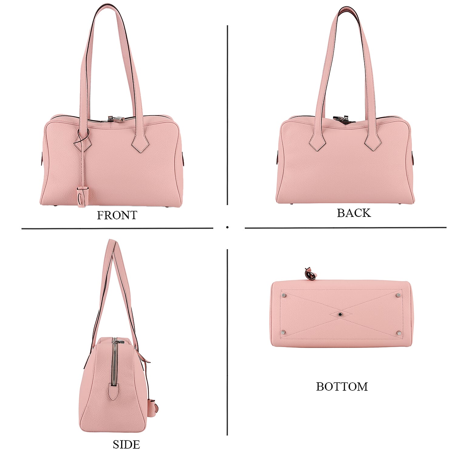 Leather Patterned Tote Bag (Size 35x17x22 cm) - Pink