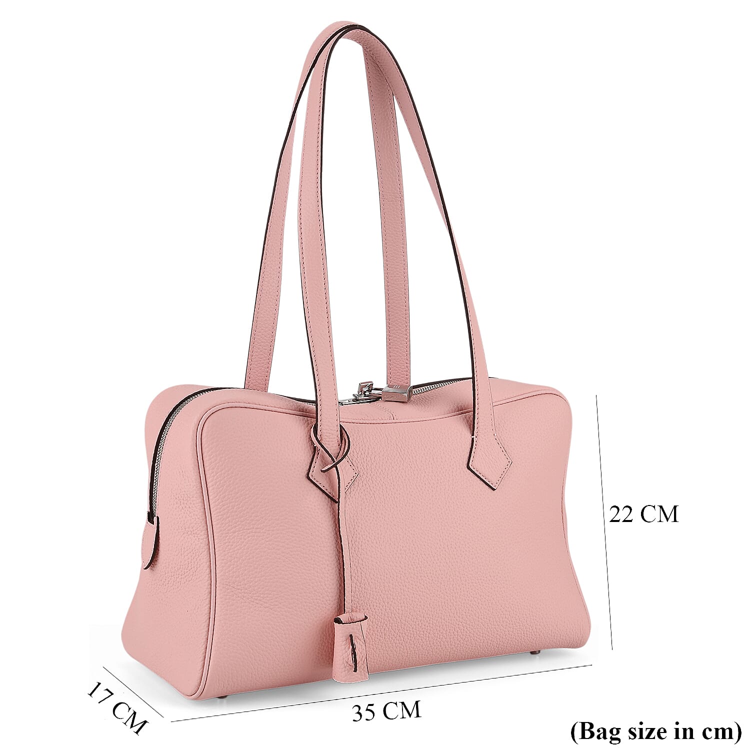 Leather Patterned Tote Bag (Size 35x17x22 cm) - Pink