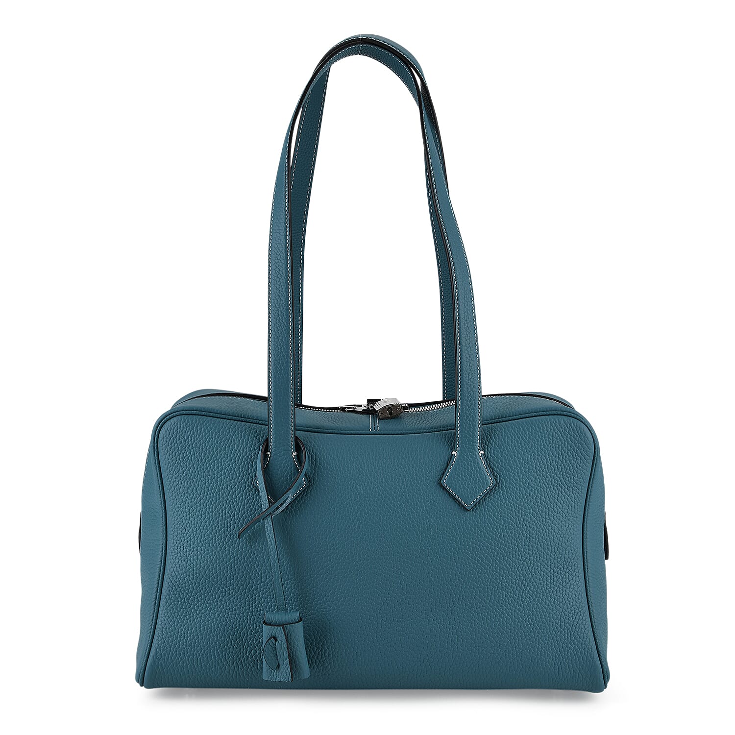 Leather Patterned Tote Bag (Size 35x17x22 cm) - Blue