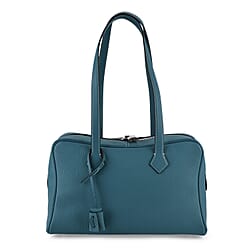 Leather Patterned Tote Bag (Size 35x17x22 cm) - Blue