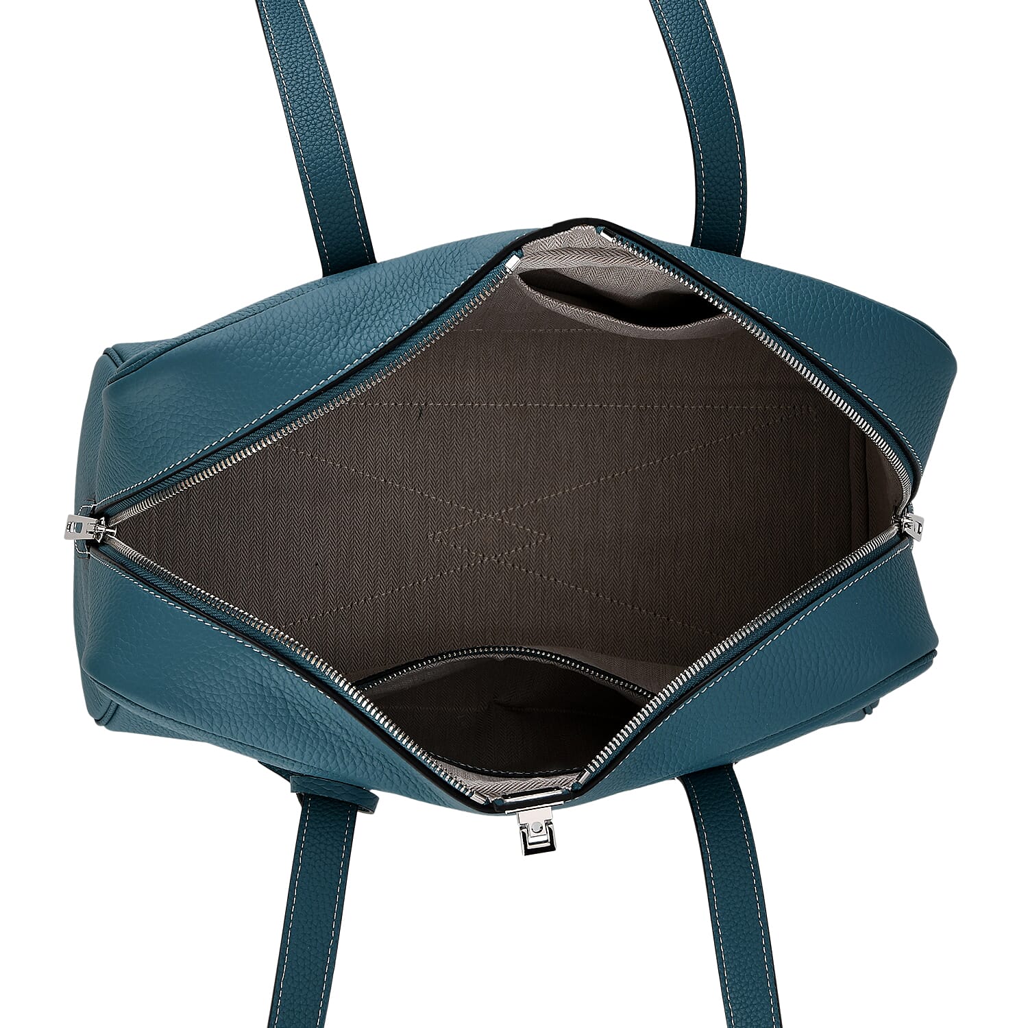 Leather Patterned Tote Bag (Size 35x17x22 cm) - Blue