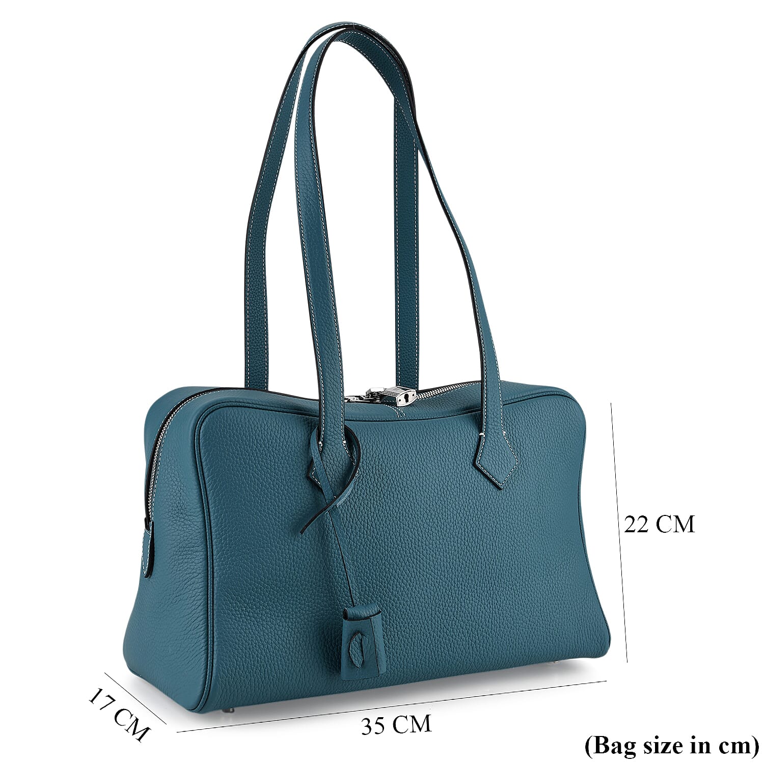 Leather Patterned Tote Bag (Size 35x17x22 cm) - Blue
