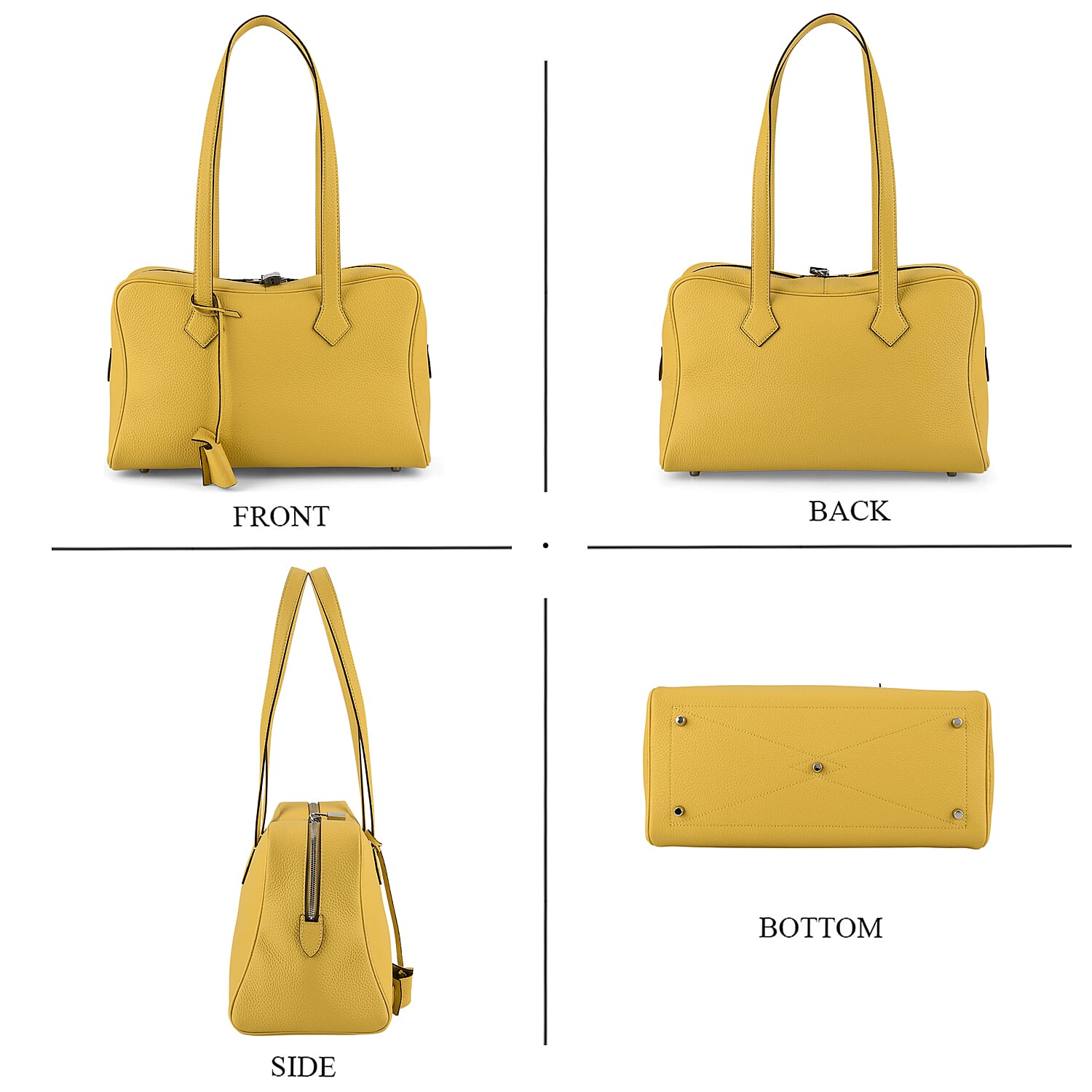 Leather Patterned Tote Bag (Size 35x17x22 cm) - Yellow