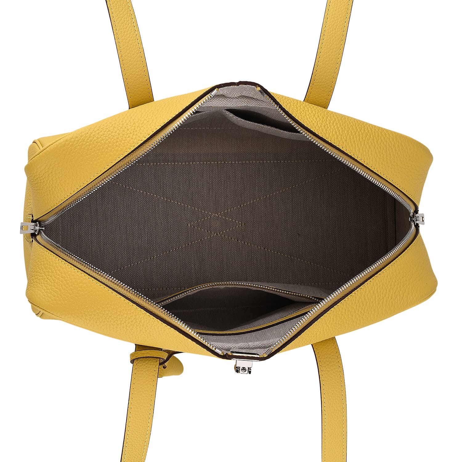 Leather Patterned Tote Bag (Size 35x17x22 cm) - Yellow