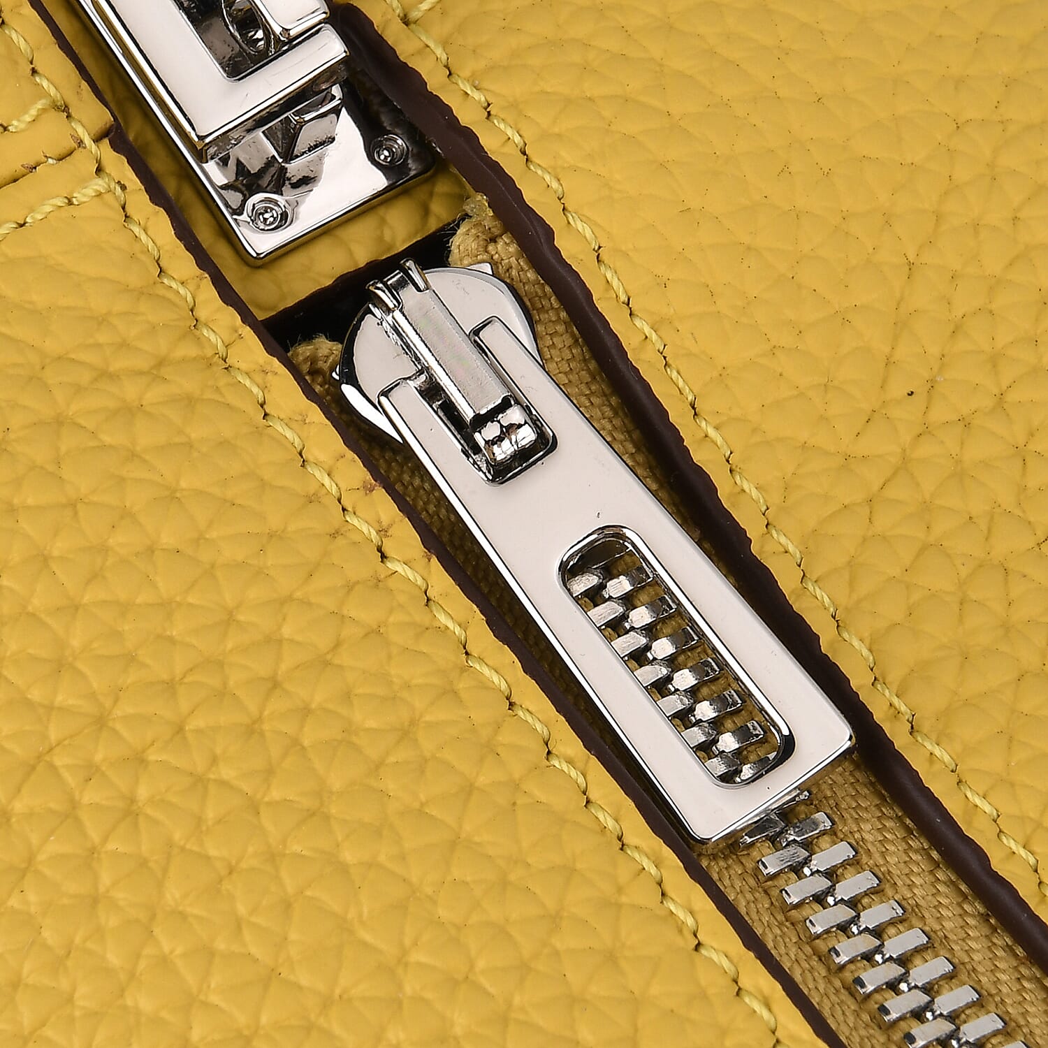 Leather Patterned Tote Bag (Size 35x17x22 cm) - Yellow