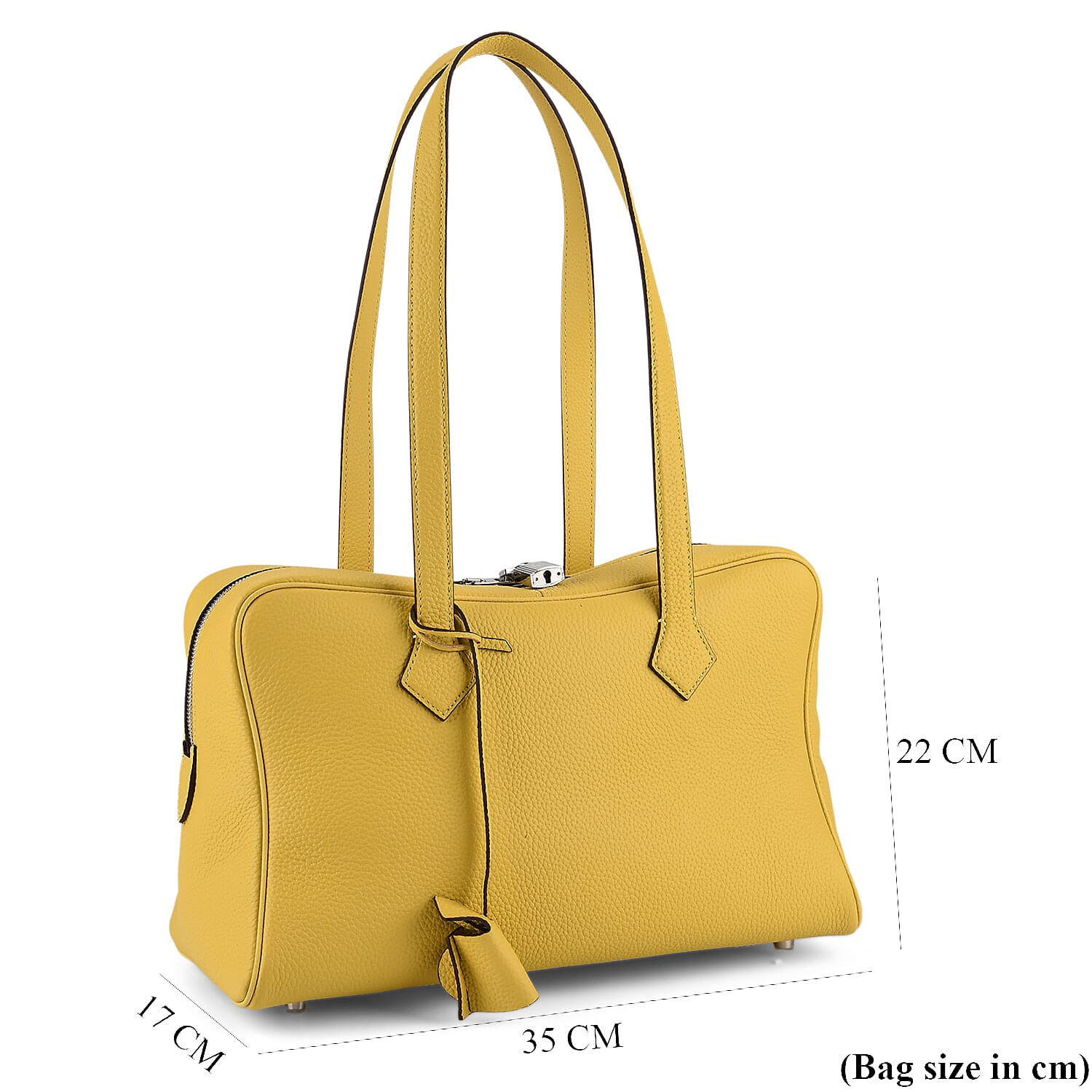 Leather Patterned Tote Bag (Size 35x17x22 cm) - Yellow