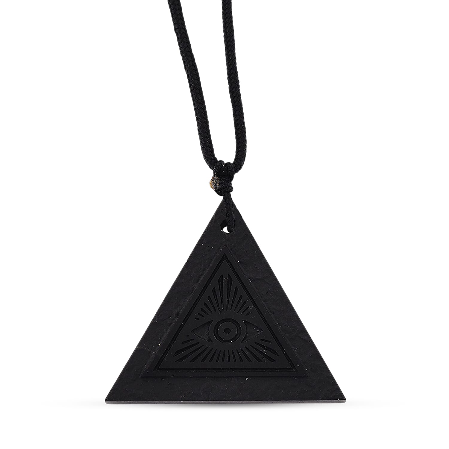 Natural Shungite Carving Cut triangular Adjustable Necklace (size -28) 40.00 Ct.