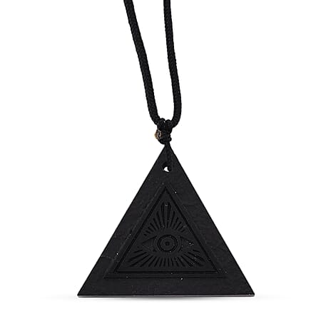 Natural Shungite Carving Cut triangular Adjustable Necklace (size -28) 40.00 Ct.