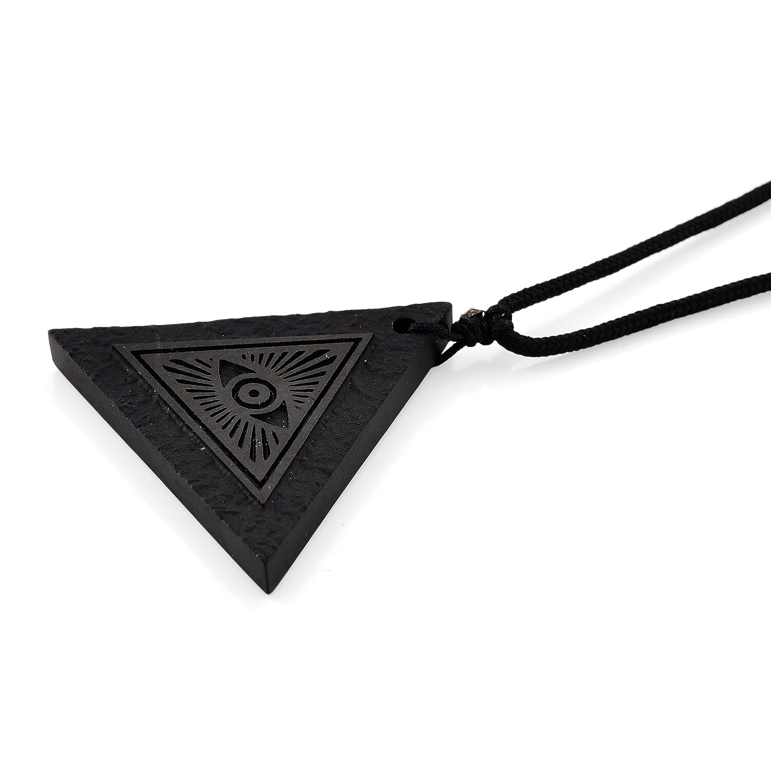 Natural Shungite Carving Cut triangular Adjustable Necklace (size -28) 40.00 Ct.