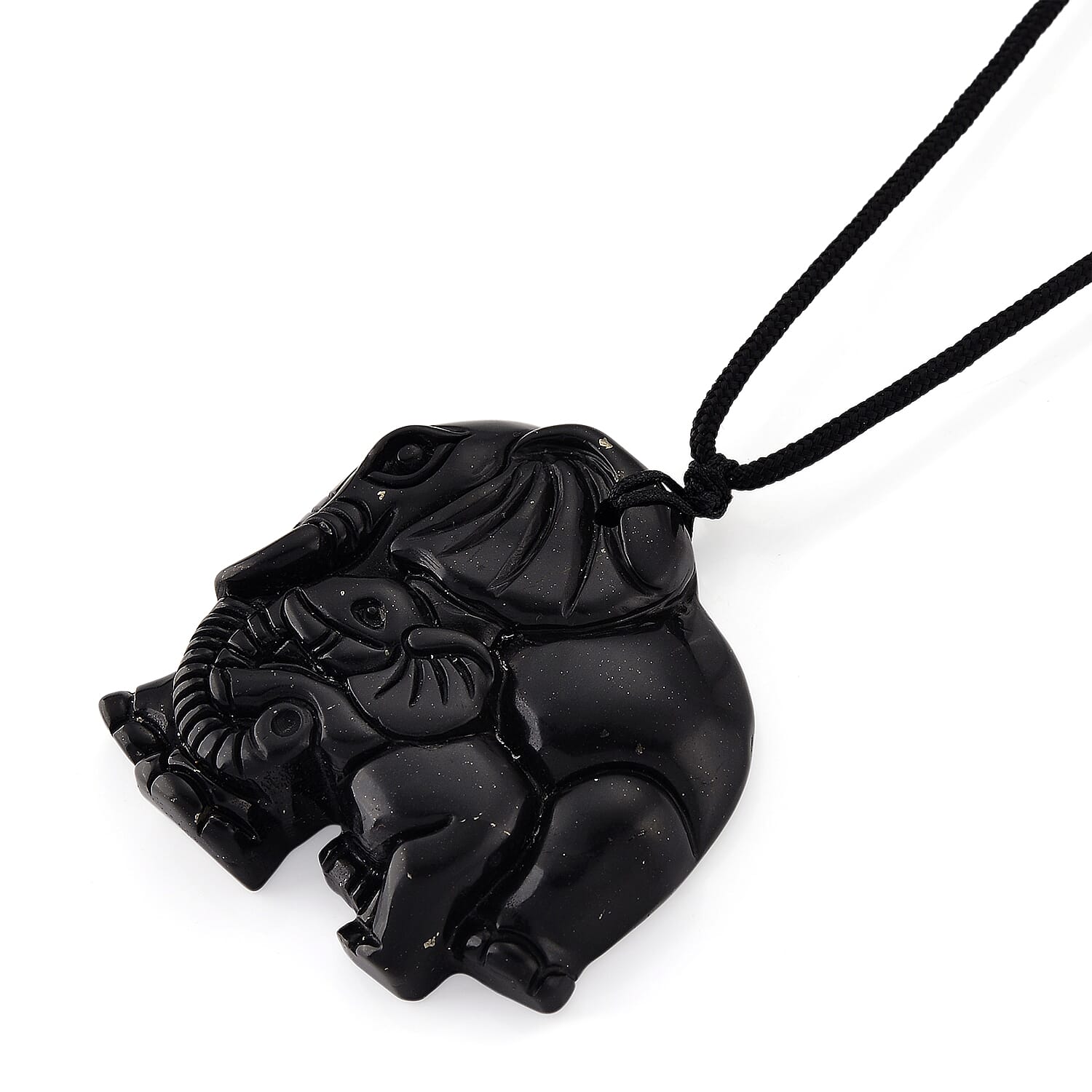 Natural Shungite Adjustable Elephant Necklace (Size-28) 170.00 Ct.