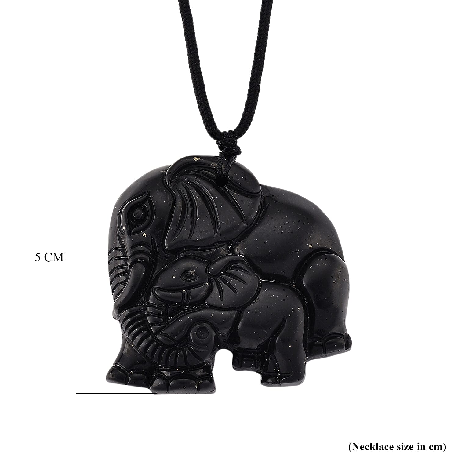 Natural Shungite Adjustable Elephant Necklace (Size-28) 170.00 Ct.