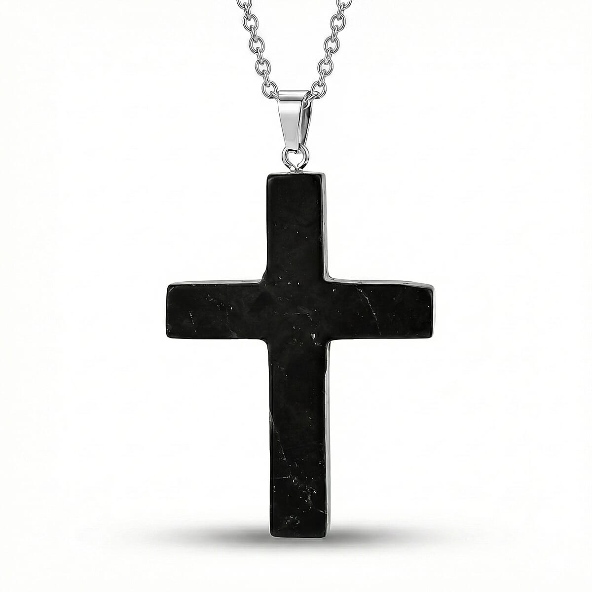 Natural Shungite Cross Necklace (Size - 20) 35.00 Ct.