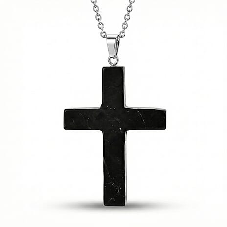 Natural Shungite Cross Necklace (Size - 20) 35.00 Ct.