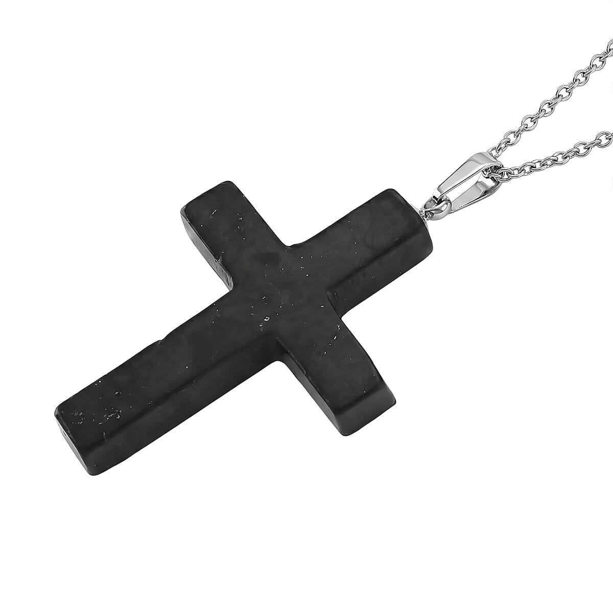 Natural Shungite Cross Necklace (Size - 20) 35.00 Ct.