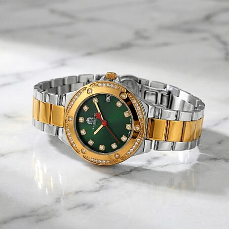 Limited Edition Exclusive William Hunt London Legacy Moissanite Watch With Japanese Miyota Movement, 5ATM Water Resistancy, Calendar Function Presented in a Gift Box - Green