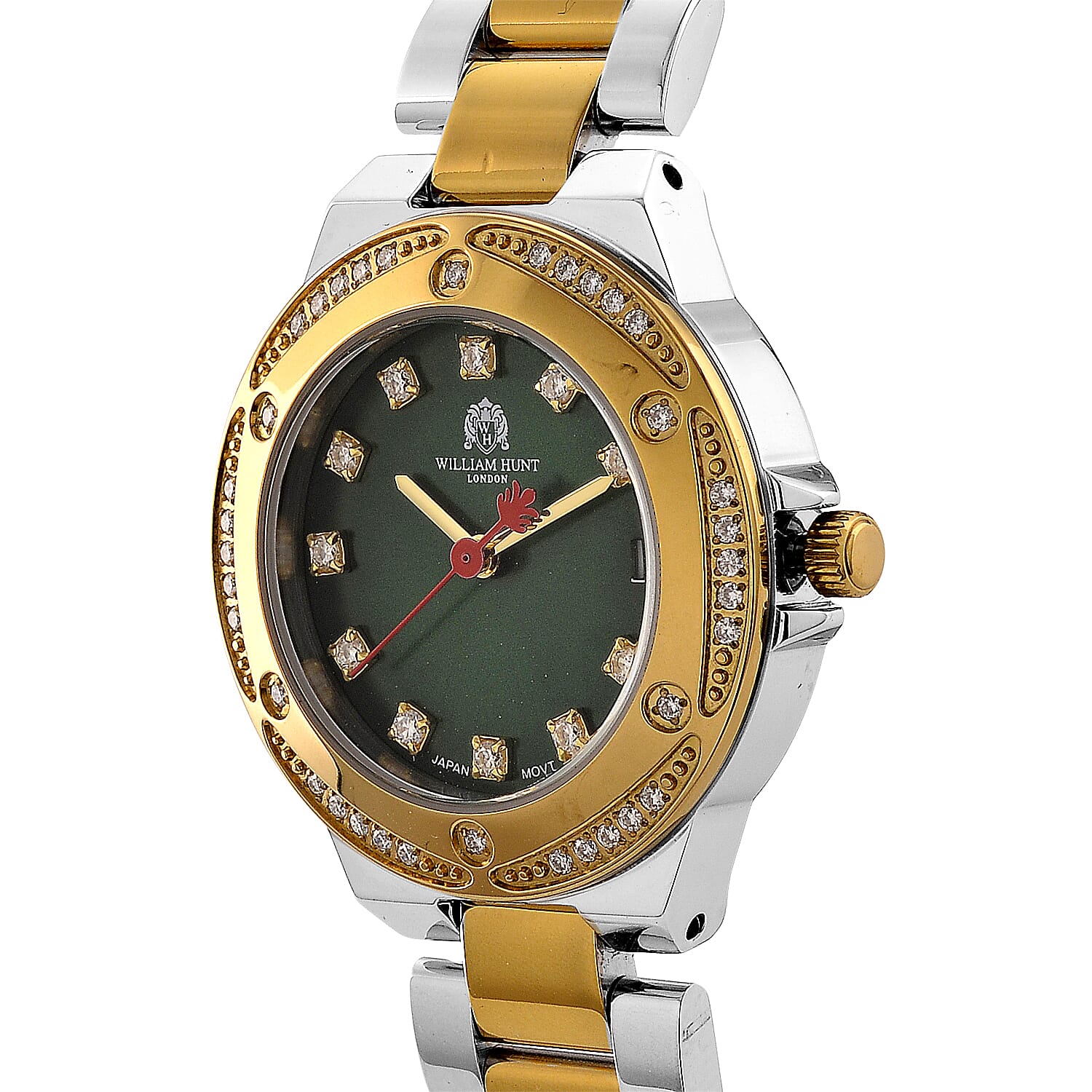 Limited Edition Exclusive William Hunt London Legacy Moissanite Watch With Japanese Miyota Movement, 5ATM Water Resistancy, Calendar Function Presented in a Gift Box - Green