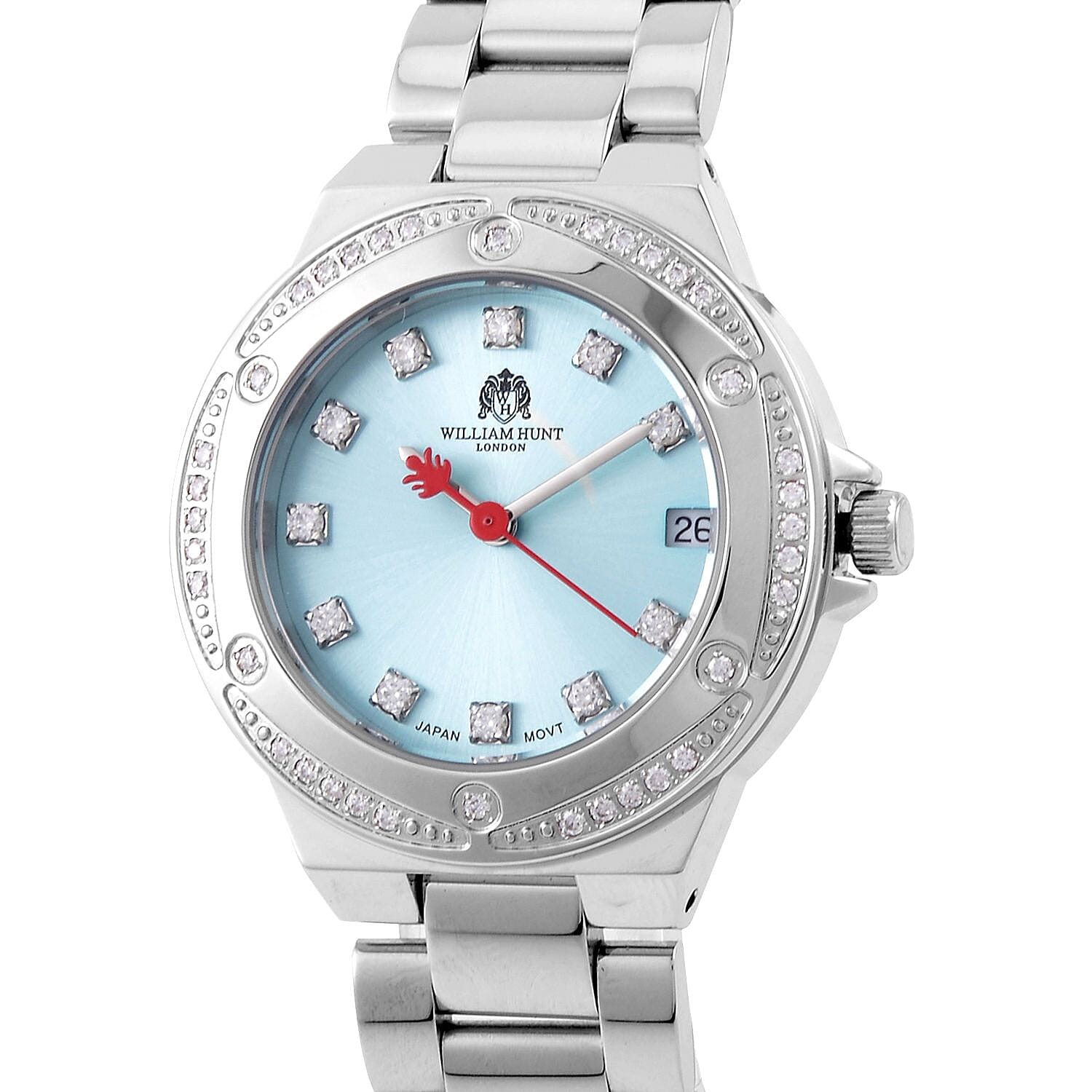 Limited Edition Exclusive William Hunt London Legacy Moissanite Watch With Japanese Miyota Movement, 5ATM Water Resistancy, Calendar Function Presented in a Gift Box - Blue