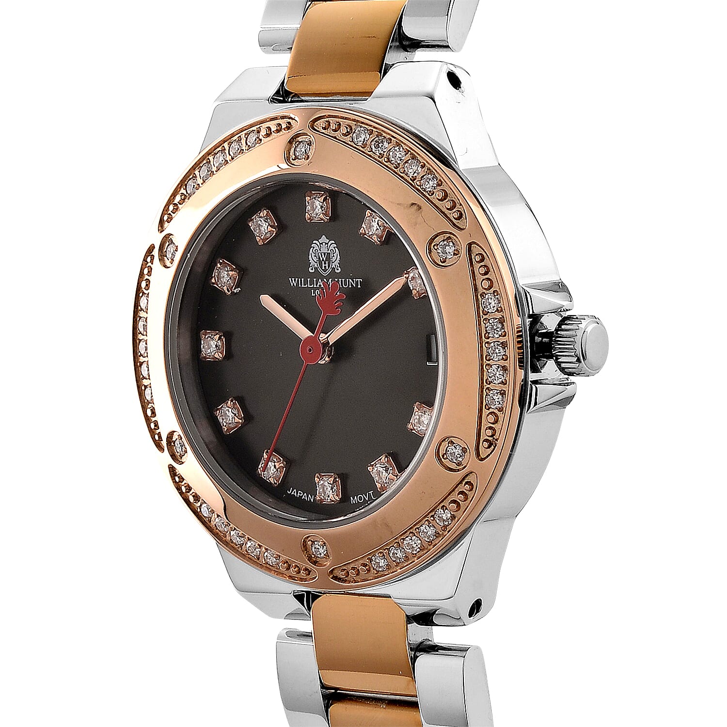 Limited Edition Exclusive William Hunt London Legacy Moissanite Watch With Japanese Miyota Movement, 5ATM Water Resistancy, Calendar Function Presented in a Gift Box - Black