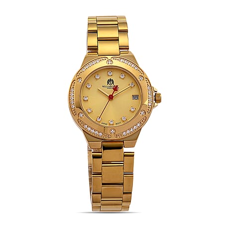 Limited Edition Exclusive William Hunt London Legacy Moissanite Watch With Japanese Miyota Movement, 5ATM Water Resistancy, Calendar Function Presented in a Gift Box - Gold