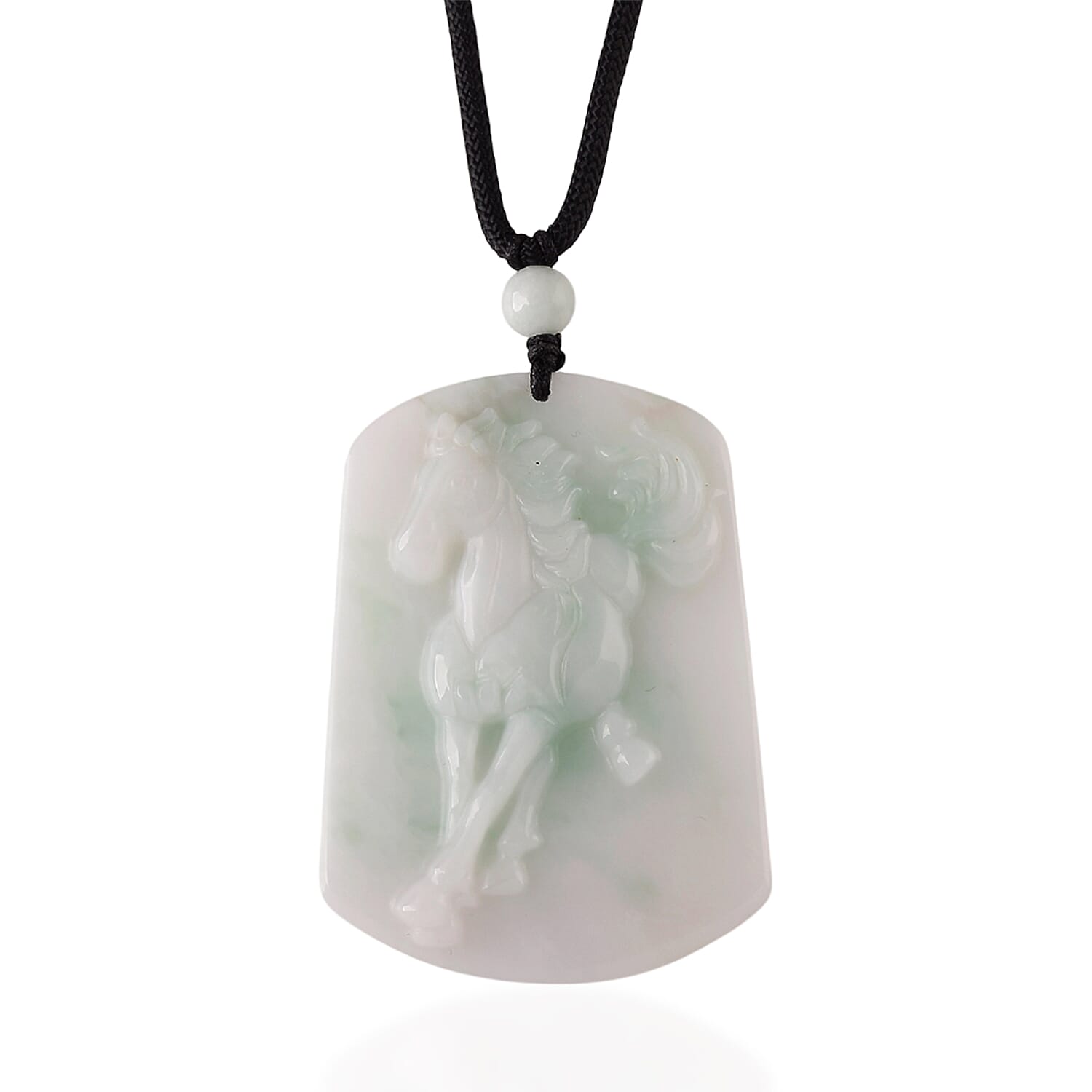 Natural Jade Adjustable Horse Necklace with Cotton Thread (Size - 28) 75.00 Ct.