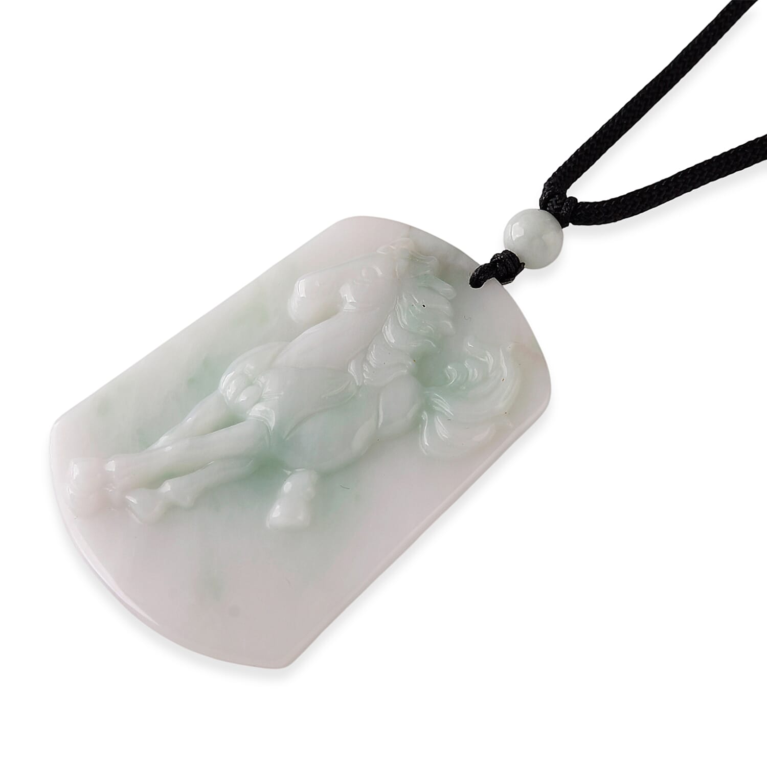 Natural Jade Adjustable Horse Necklace with Cotton Thread (Size - 28) 75.00 Ct.