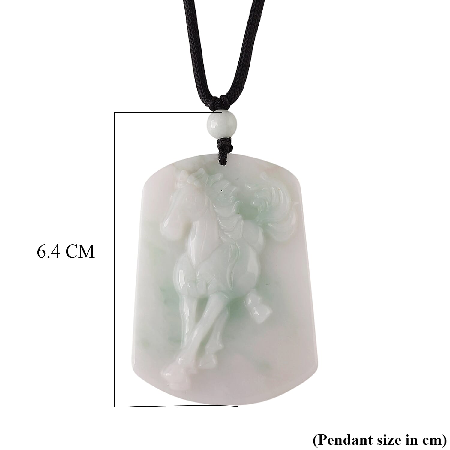 Natural Jade Adjustable Horse Necklace with Cotton Thread (Size - 28) 75.00 Ct.