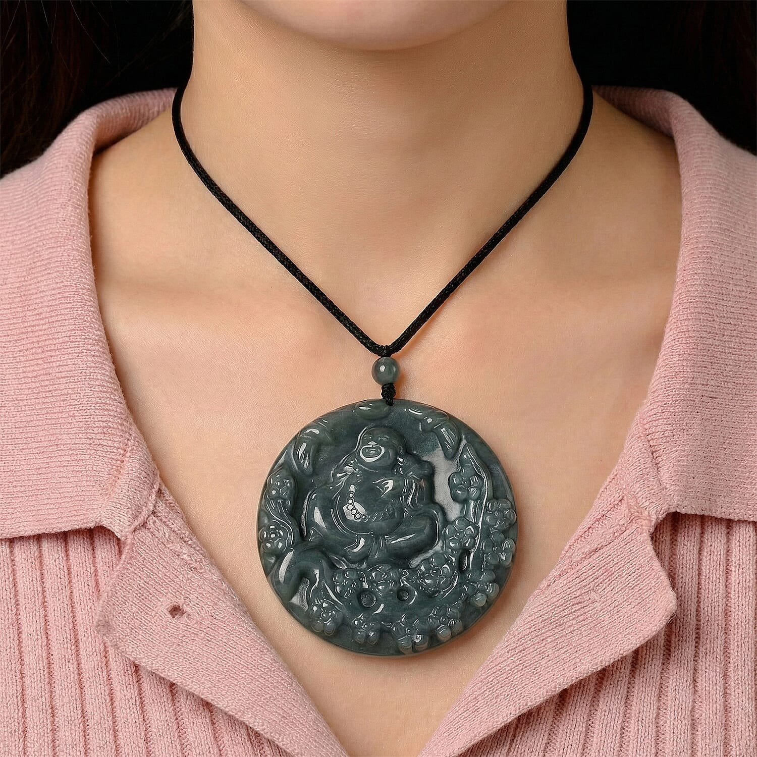 Natural Jade Necklace (Size -28 ) with Adjustable Cotton Thread 205.00 Ct.