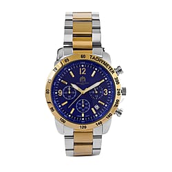 WILLIAM HUNT VD53 Multi-Function Japan Quartz 5ATM WR Dark Brown Sunshine Dial & Two-Tone Case Mens Watch with Two-Tone Stainless Steel Strap