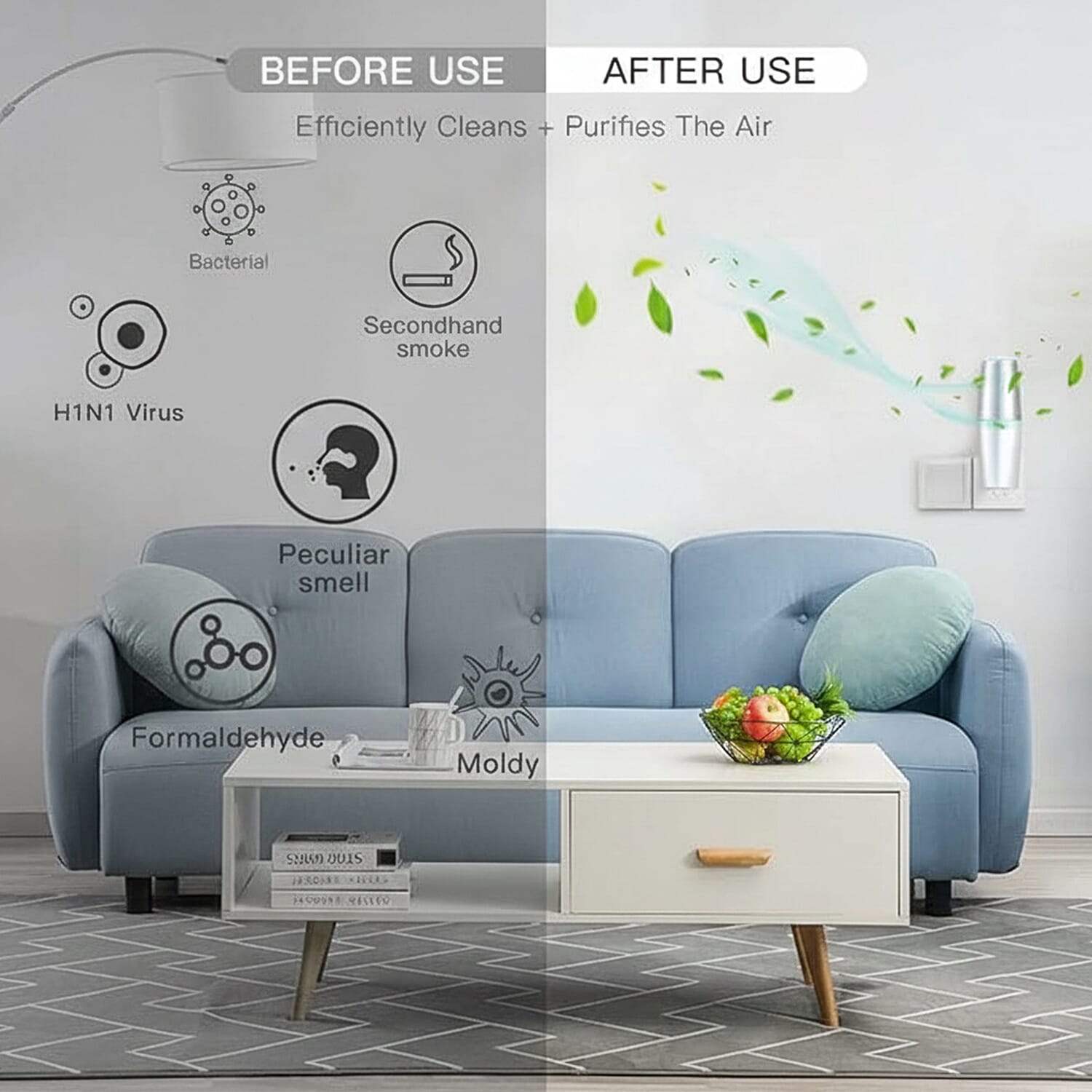 MSP1 UV-C Portable Air Purifier with USB Port - Silver