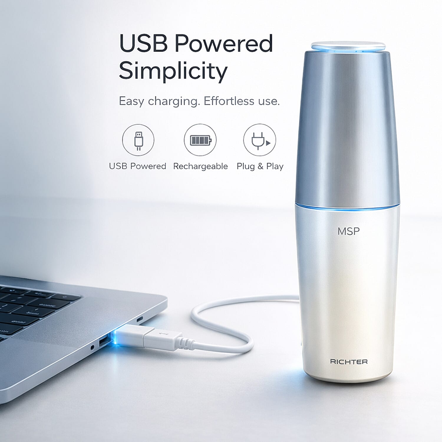MSP1 UV-C Portable Air Purifier with USB Port - Silver