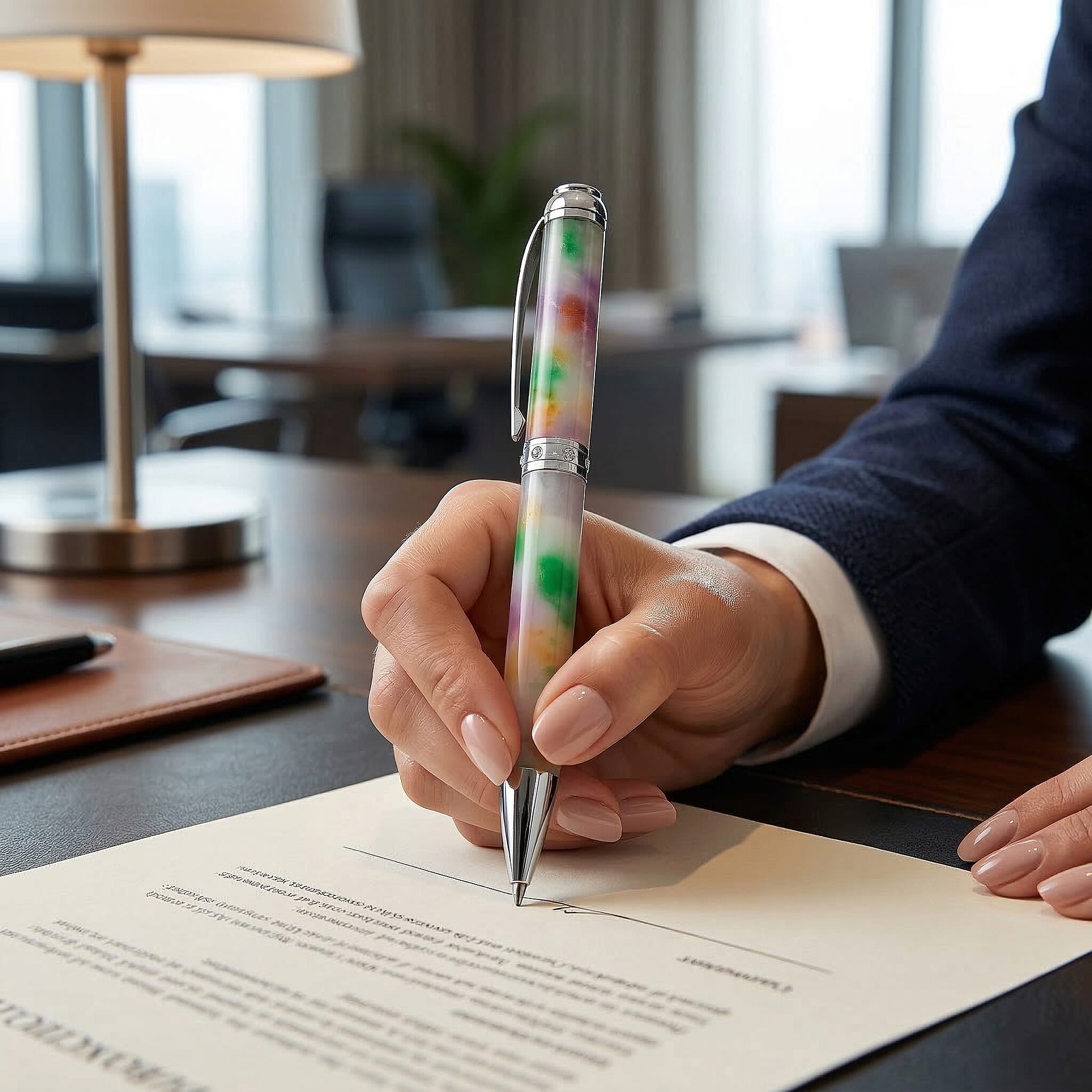 Jadeite White Crystal Ballpoint Pen - Multi Colour