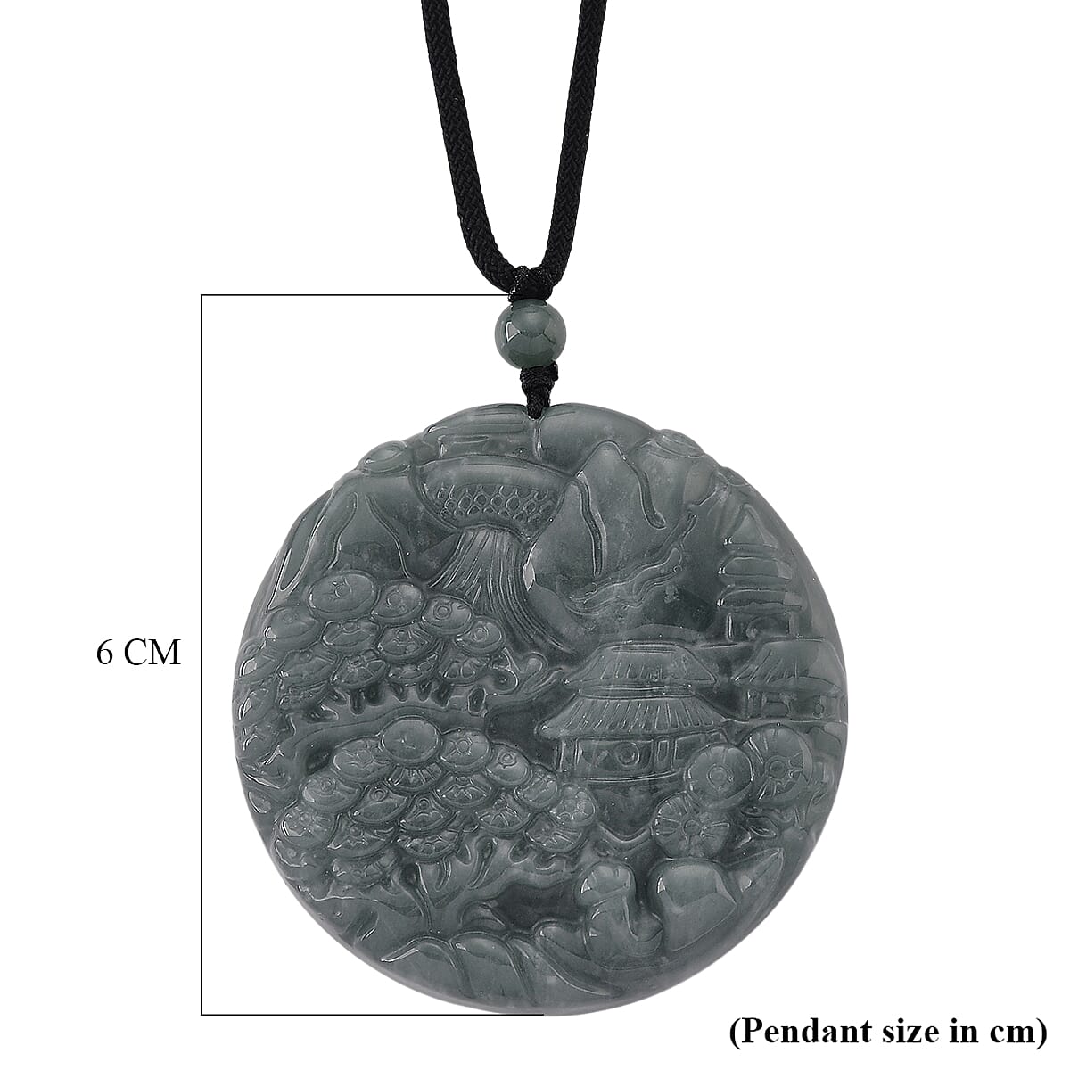 Natural Jadeite Shanshui Necklace with Adjustable Cotton Thread (Size -28)