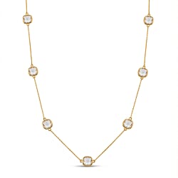 Austrian Yellow Crystal Necklace (Size - 30-2 EXT) in White Tone