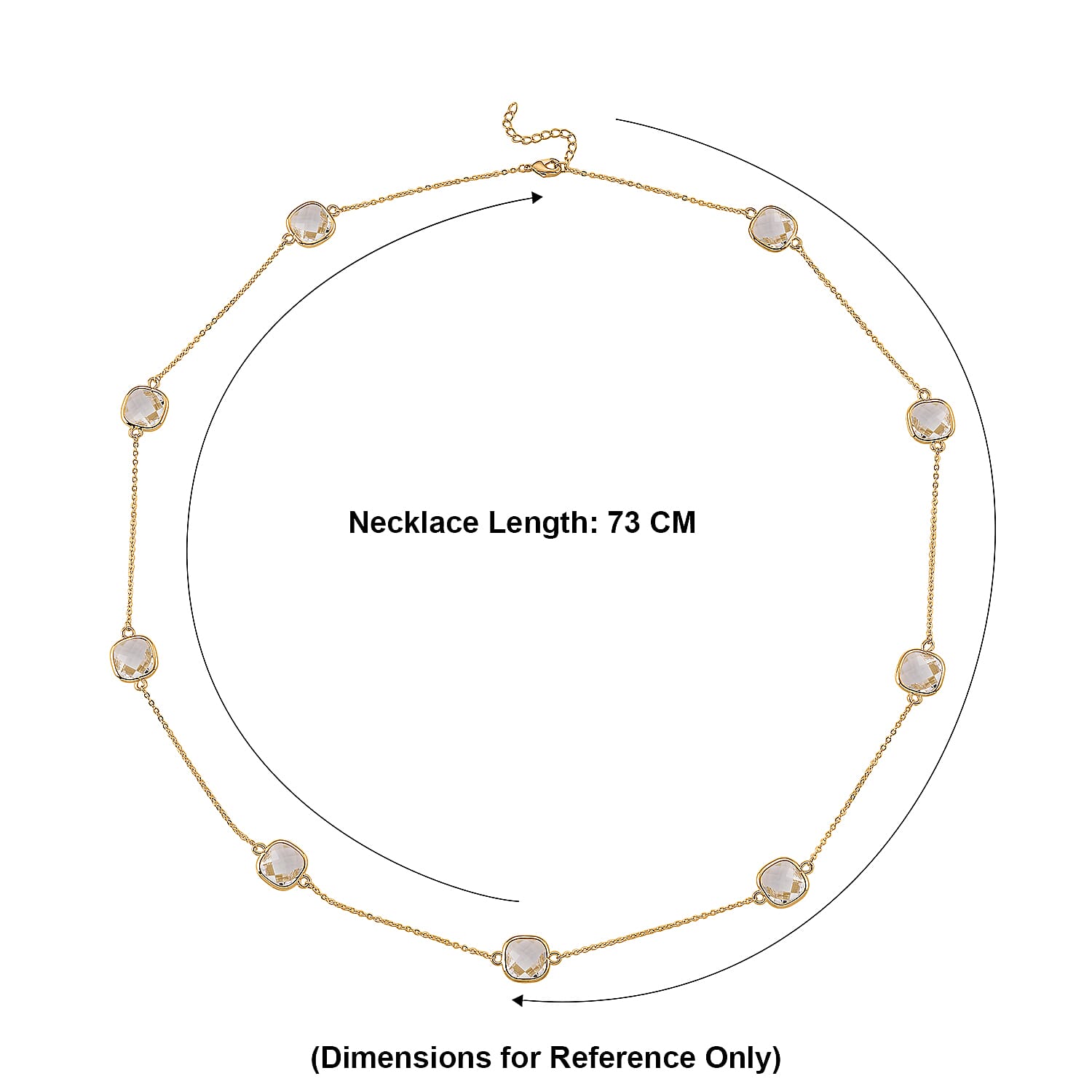 Austrian White Crystal Necklace (Szie - 30-2 EXT) in Yellow Gold Tone