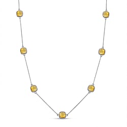 Austrian Yellow Crystal Necklace (Size - 30-2 EXT) in White Tone