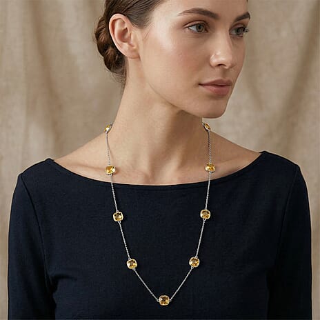 Designer Inspired- Austrian Yellow Crystal Necklace (Size - 30-2 EXT)