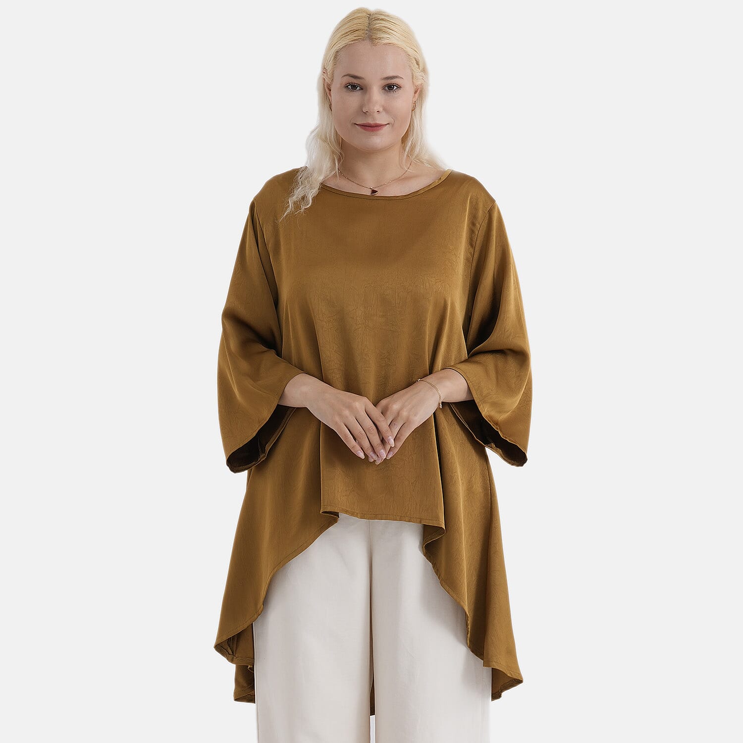 La Marey Limited Collection Asymmetric Edge Blouse (Size S-M, 8 To 14) - Dark Goldenrod