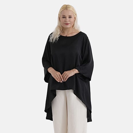 La Marey Limited Collection Asymmetric Edge Blouse (Size - S-M, Fit 8 to 14) - Black