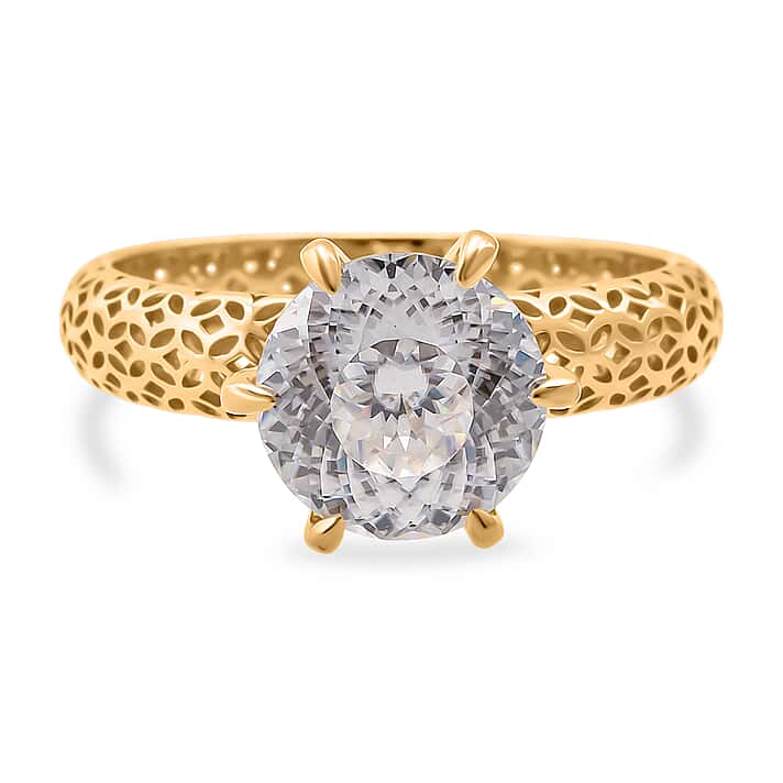 Mirage Collection - D'Joy 120 Facets Moissanite Solitaire Ring in Yellow Gold Plated Sterling Silver 2.00 Ct.