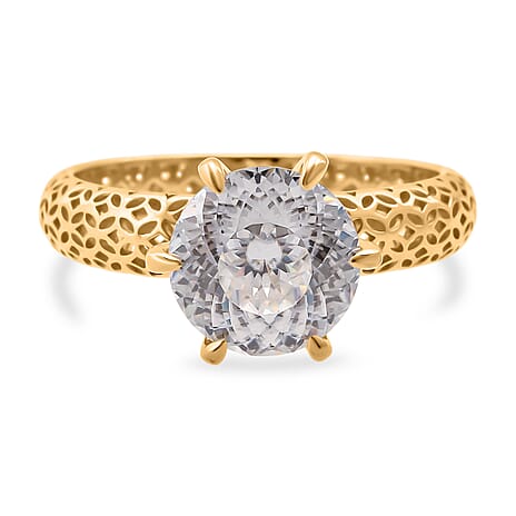Mirage Collection - D'Joy 120 Facets Moissanite Solitaire Ring in Yellow Gold Plated Sterling Silver 2.00 Ct.