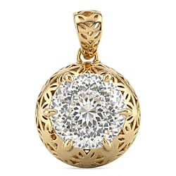 D'Joy Moissanite Oval Cut Pendant in Yellow Gold Plated Sterling Silver 2.00 Ct.
