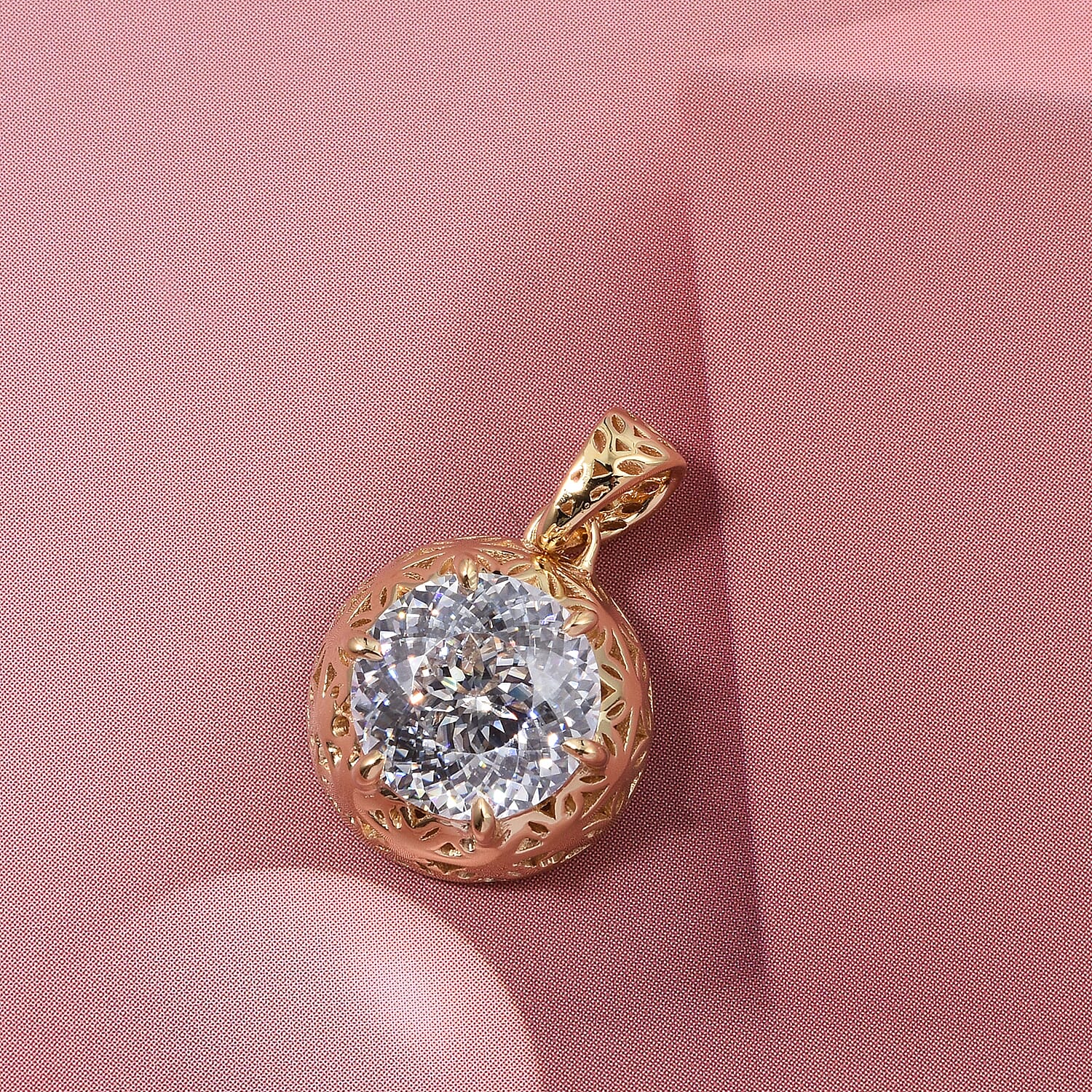 D'Joy Moissanite Solitaire Pendant in Yellow Gold Plated Sterling Silver 2.00 Ct.