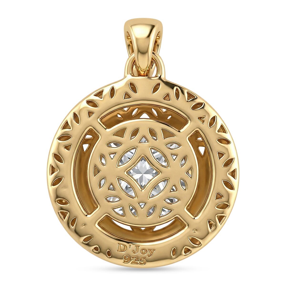 D'Joy Moissanite Solitaire Pendant in Yellow Gold Plated Sterling Silver 2.00 Ct.