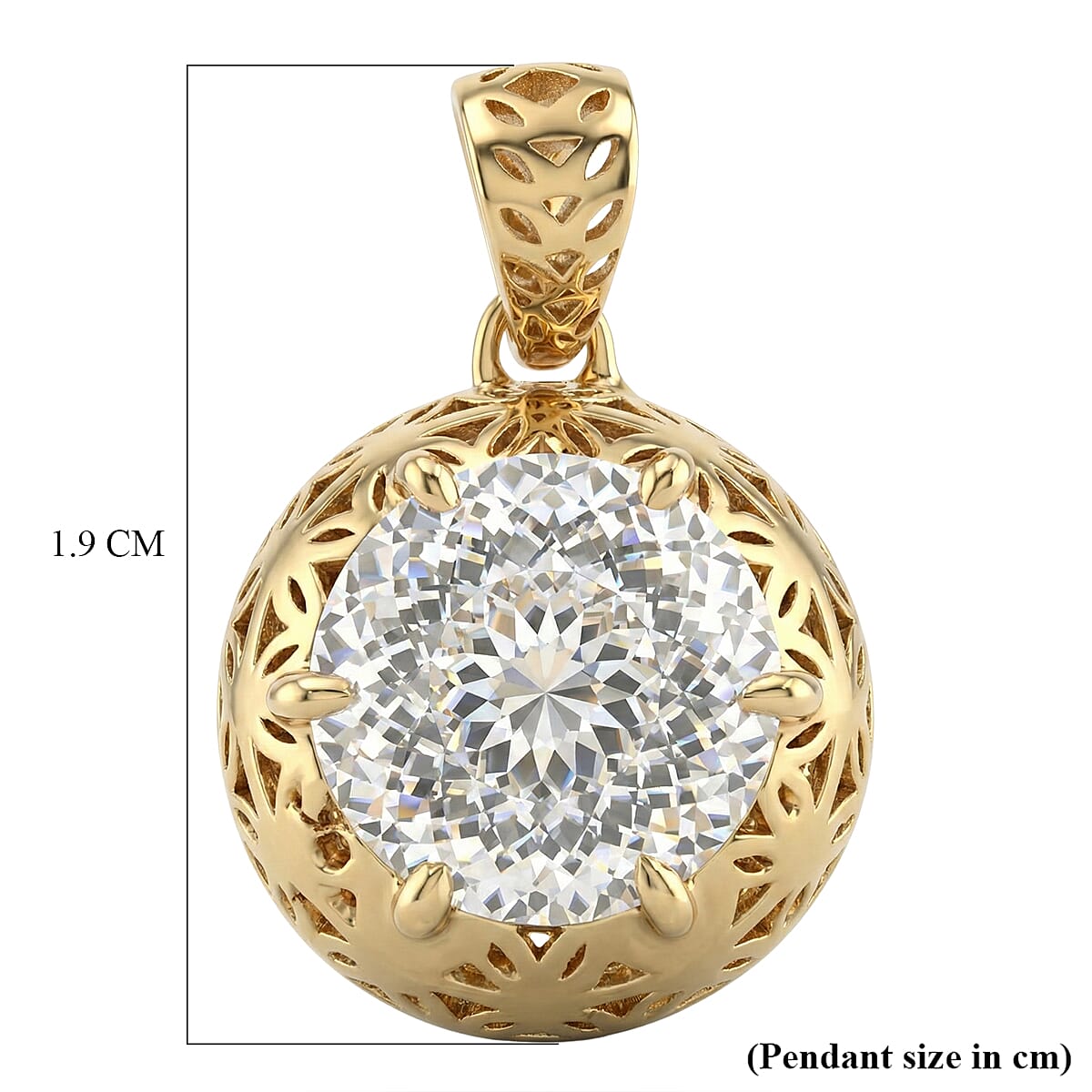 D'Joy Moissanite Solitaire Pendant in Yellow Gold Plated Sterling Silver 2.00 Ct.