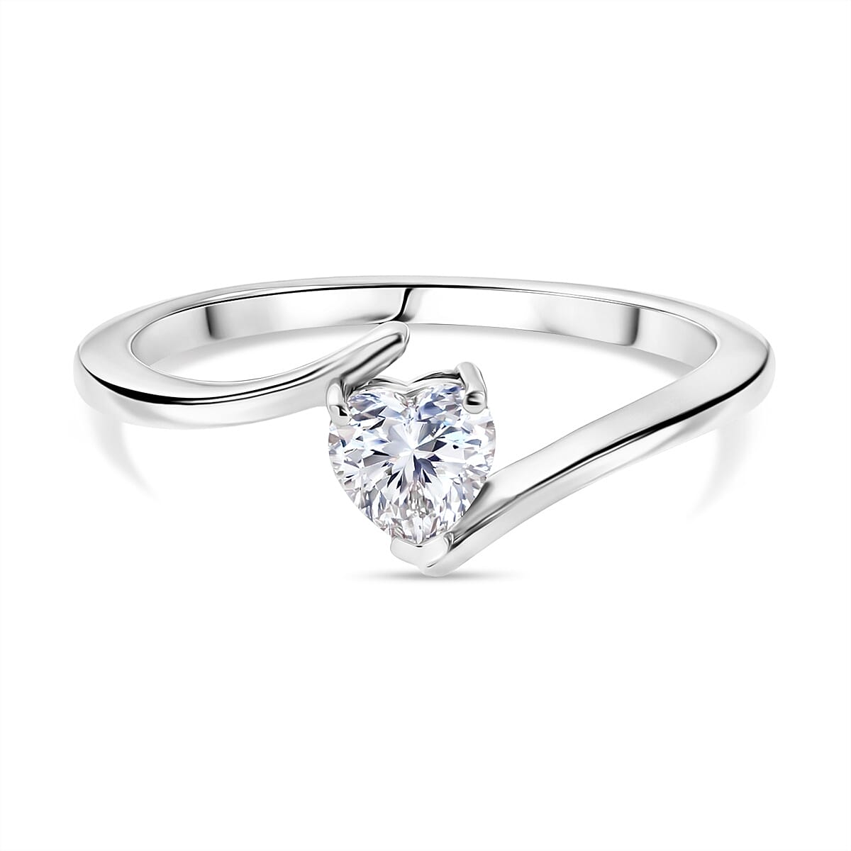 Royal Bali Collection - Moissanite Bypass Ring in Sterling Silver