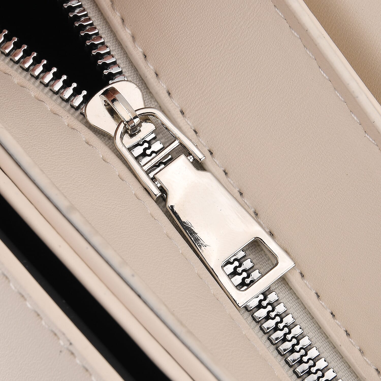 Designer Inspired Structured Crossbody Flapover Bag with Patterned Strap and Metallic Padlock - Off White