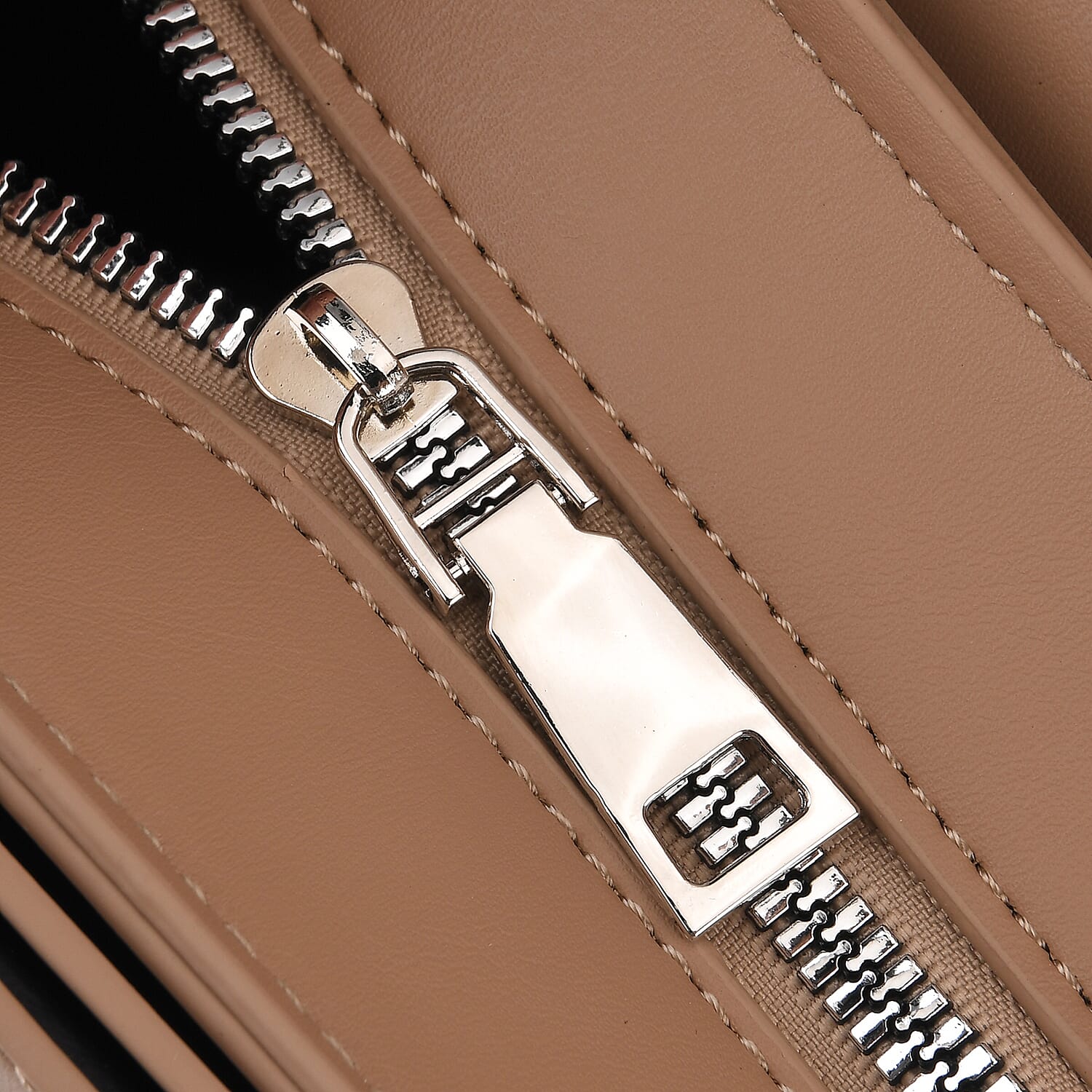 Designer Inspired Structured Crossbody Flapover Bag with Patterned Strap and Metallic Padlock - Khaki