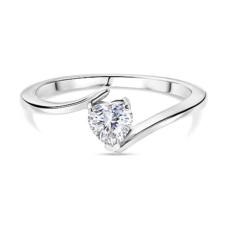 Royal Bali Collection - Moissanite Bypass Ring in Platinum Overlay Sterling Silver